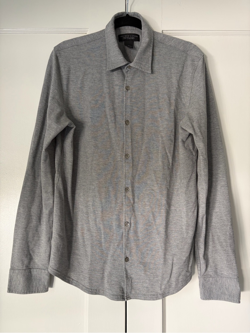 The Men's Store Bloomingdales’s Long Sleeve Button-Front Shirt Grey Cotton, Med